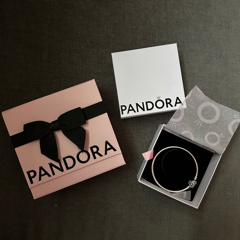 Pandora Moment Celestial Heart Clasp Bangle Bracelet with Gift Box